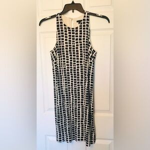 ANN Taylor Tan Black Print Sleeveless Midi Dress Size S